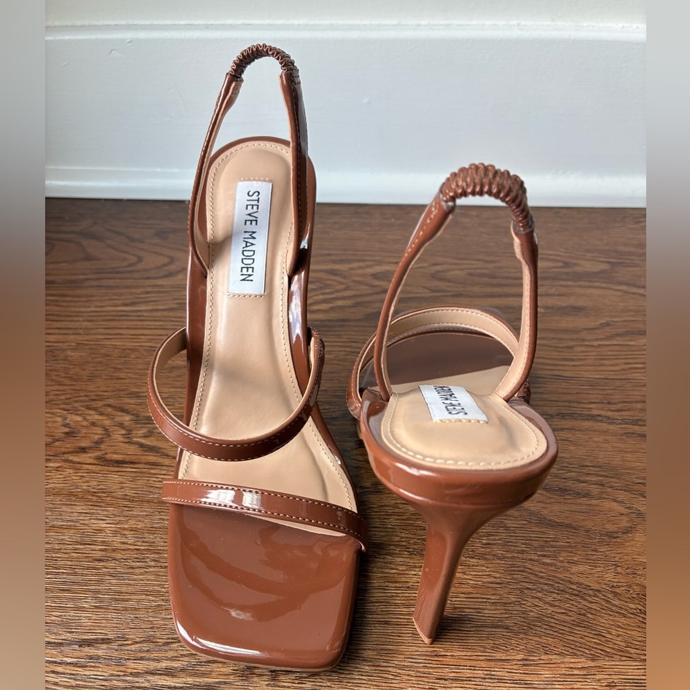 Steve Madden Like New Brown Gracey Square Toe Strappy Heels - Size 7M - Picture 5 of 7